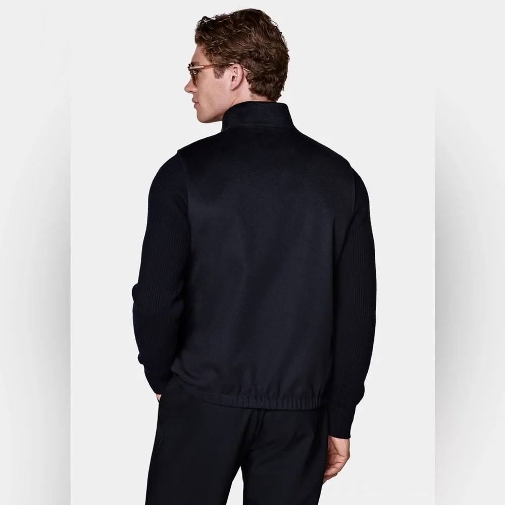 SUIT SUPPLY NAVY REVERSIBLE ZIP VEST